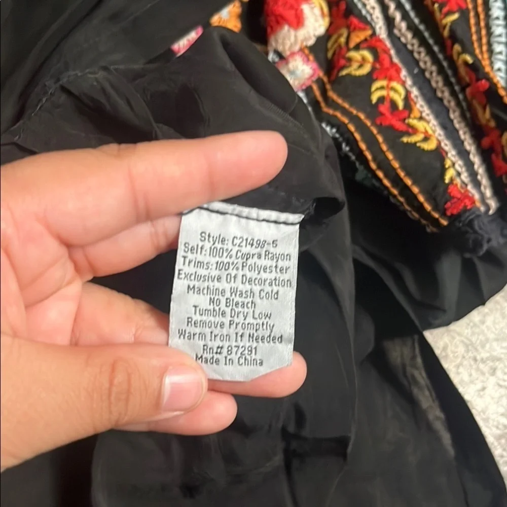 Johnny was Black Dress with Colorful Embroidery